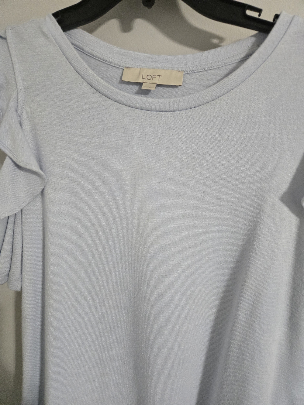 LOFT Light Blue Ruffle Cold-Shoulder Top - Picture 2 of 3